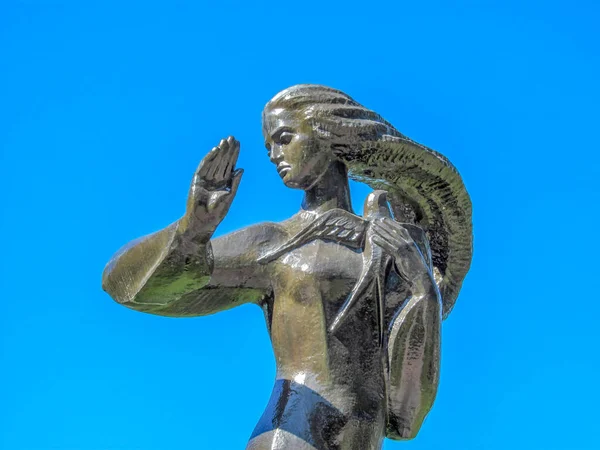 Monumento Mulher Símbolo Memória Ucranianos Que Morreram Afeganistão Ternopil Ucrânia — Fotografia de Stock