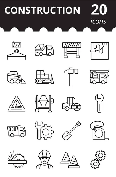 stock vector Construction Icons Set. Working tools. Simple vector linear symbols.