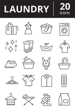 Çamaşır servisi simgeleri ayarlandı. Çamaşır tabelaları koleksiyonu. Renkli sembolleri özetle.