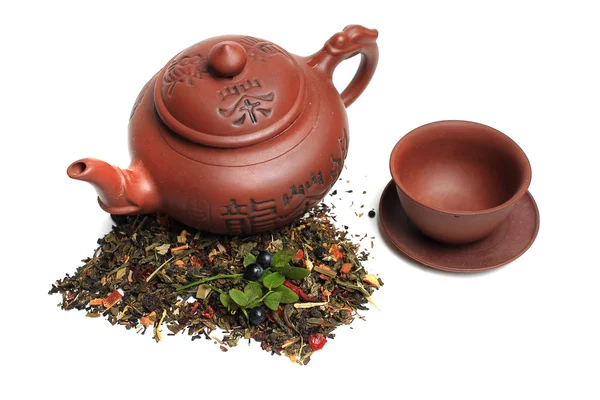 Tea in the teapot, a blend of the best varieties of tea — Stock Photo, Image