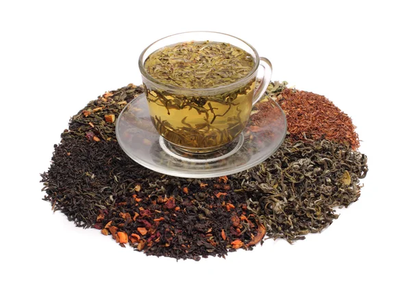 Green teas and assorted tea leaf — Stock Photo, Image