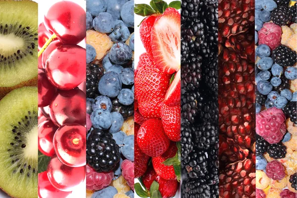 Collage aus Früchten und Beeren — Stockfoto