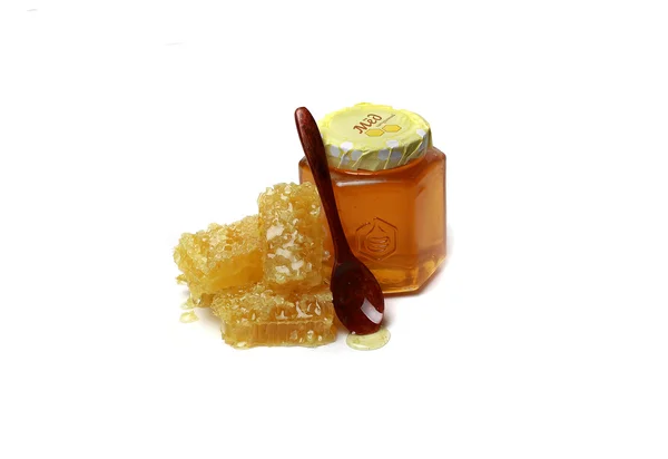 Honeycomb and the Bank of honey, — Stock Photo, Image