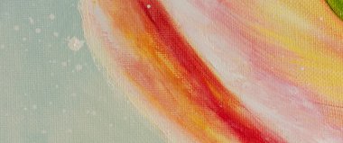 Boyanmış tuval. Değişik renk vuruşları. Yağlı boya dokusu. Tuvalin boya ile olan dokusu. Fırça kıllarının darbeleri. Düz olmayan çeşitli çizgiler. Sanat eserleri. Sanat.