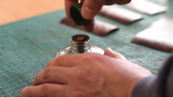 Artisan Lights Spirit Lamp Lighter Heat Tools Working Genuine Leather — Stock Video