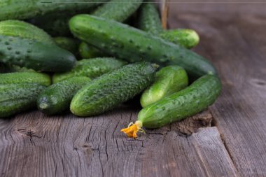 ahşap zemin üzerine salatalık.