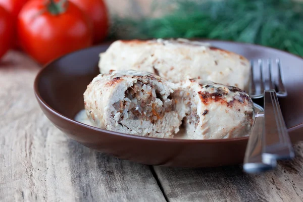 Chuletas de pollo con trigo sarraceno — Foto de Stock