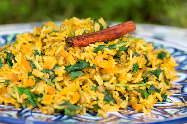 Tarçın çubuğu ile Khichdi denilen geleneksel Hint yemeği