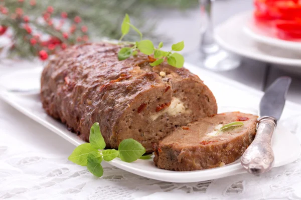 Sliced homemade meatloaf. — Stock Photo, Image