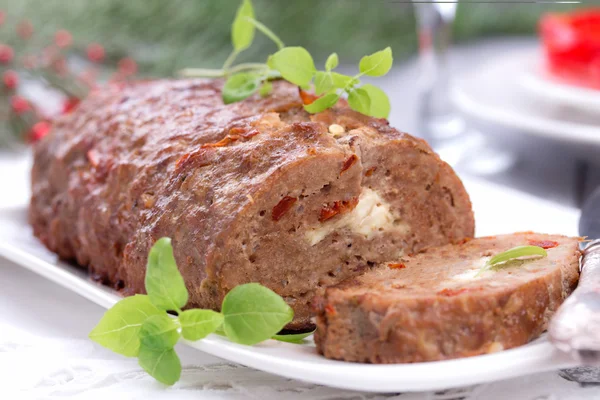 Sliced homemade meatloaf. — Stock Photo, Image