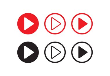 Beyaz arkaplanda oynat düğmesi simgesi. Vektör illüstrasyonu.