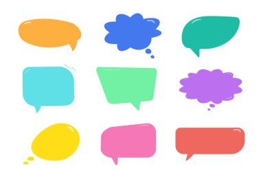 Beyaz arkaplanda izole edilmiş konuşma baloncukları. Vektör illüstrasyonu