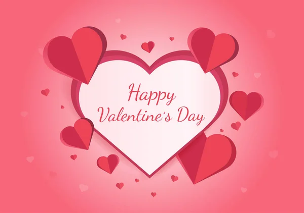 Feliz Día San Valentín Vector Diseño Tarjetas Felicitaciones Con Corazones — Vector de stock