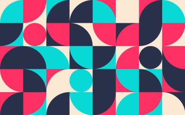 Geometrik şablon arka planı. Afişler, el ilanları, baskılar, posterler, duvar kağıtları, kumaşlar için tasarım. Vektör illüstrasyonu.