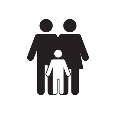 Beyaz arka planda izole edilmiş aile simgesi. Düz dizayn. Vektör illüstrasyonu.