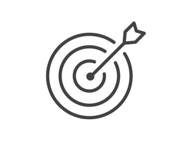 Hedef simgesi beyaz arkaplanda izole edildi. Düz dizayn. Web sitesi ve uygulama için sembol. Vektör illüstrasyonu.