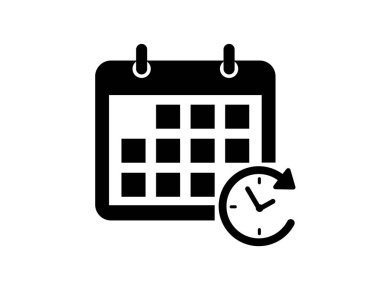 Takvim simgesi. Zamanlama simgesi beyaz arkaplanda izole edildi. Düz dizayn. Vektör illüstrasyonu.