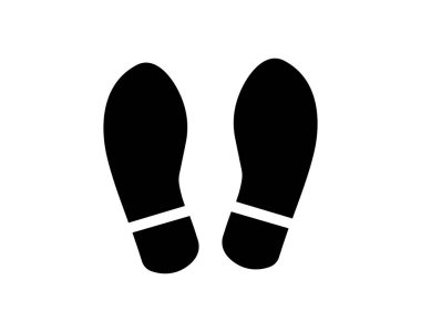 Ayak izi, beyaz arkaplanda izole edilmiş ayakkabı izi simgesi. Vektör illüstrasyonu.