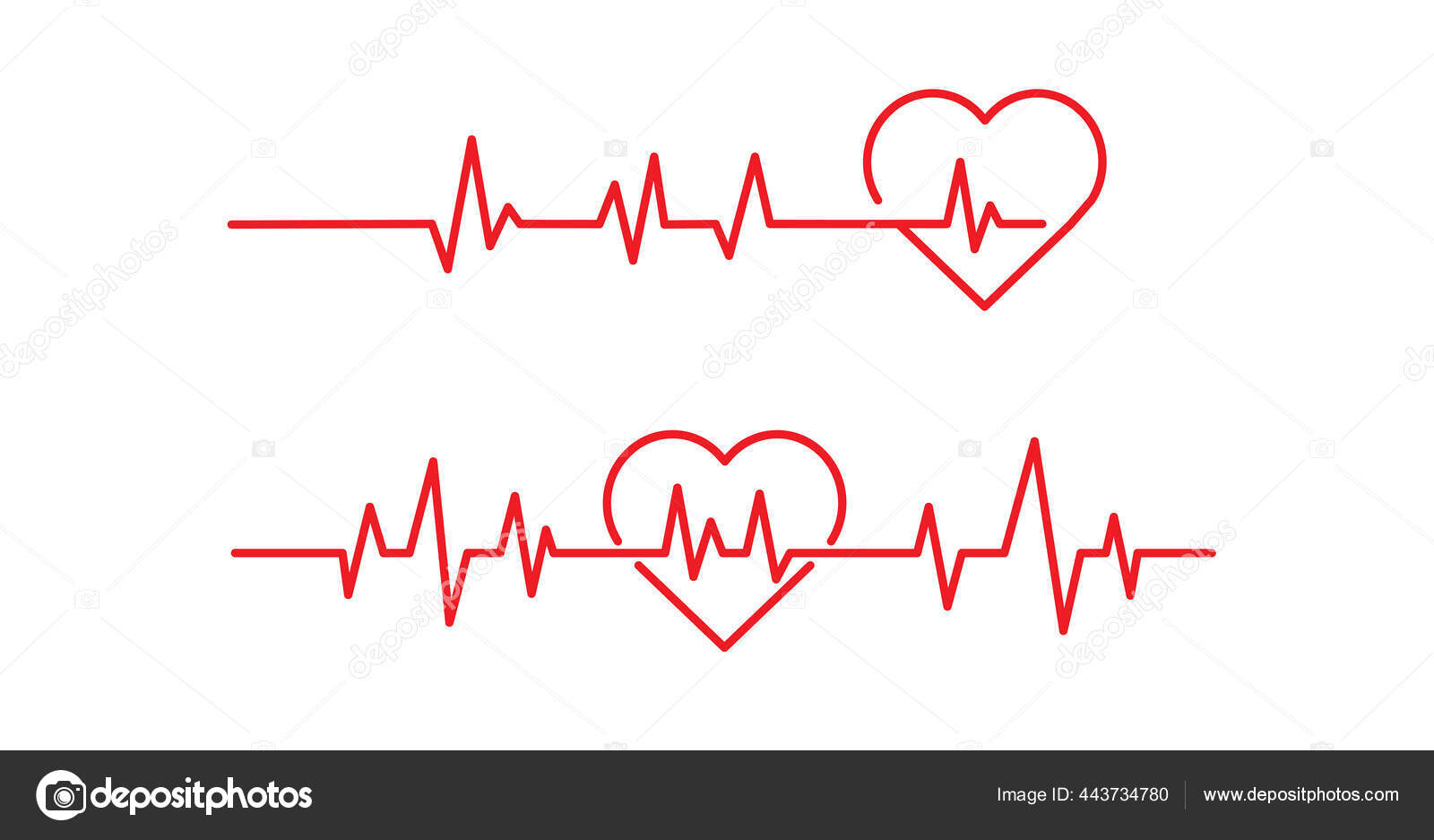 Red Heartbeat Line Icons White Background Pulse Rate Monitor Vector ...