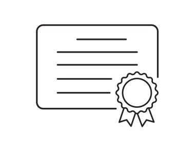 Sertifika simgesi beyaz arkaplanda izole edildi. Diploma sembolü. Düz stil. Vektör illüstrasyonu