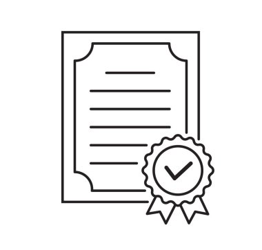 Sertifika simgesi beyaz arkaplanda izole edildi. Diploma sembolü. Düz stil. Vektör illüstrasyonu