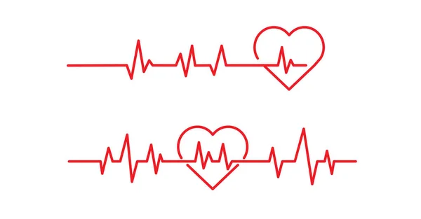 Icônes Ligne Battement Coeur Rouge Sur Fond Blanc Moniteur Fréquence — Image vectorielle