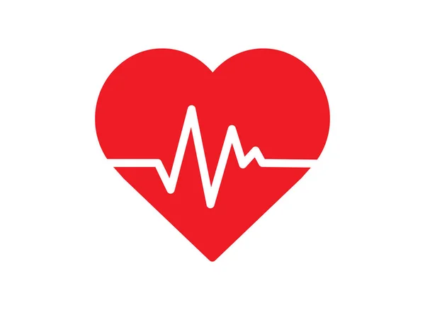 Beyaz arka planda kırmızı kalp atışı ikonu. Nabız İzleyicisi. Vektör illüstrasyonu.