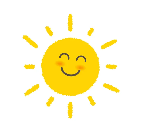 Beyaz arkaplanda güneş simgesi izole edildi. Şirin güneş düz ikon Vektör illüstrasyonu.
