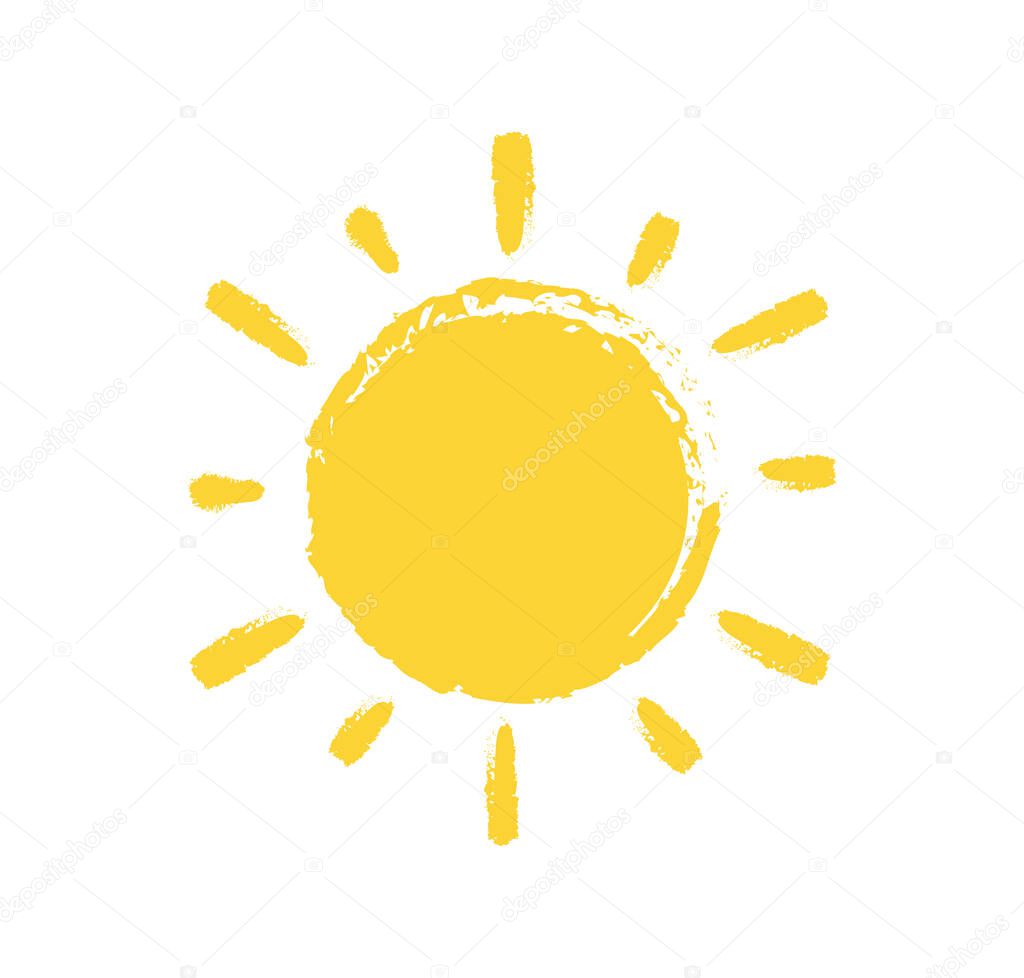 Sun Paint Brush Strokes on white background. Vector illustration.