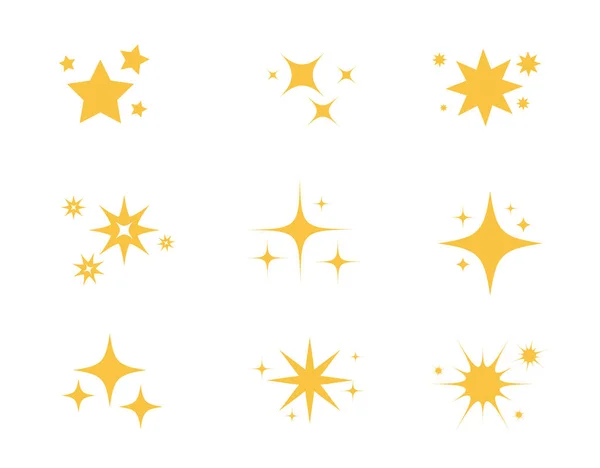 Sparkles Stars Icoon Geïsoleerd Witte Achtergrond Twinkelende Sterren Sterren Lichteffect — Stockvector