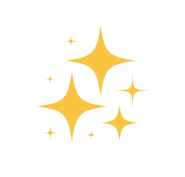 Żółte Symbole Musujące Izolowane Białym Tle Świecąca Ikona Mrugające Gwiazdy — Wektor stockowy