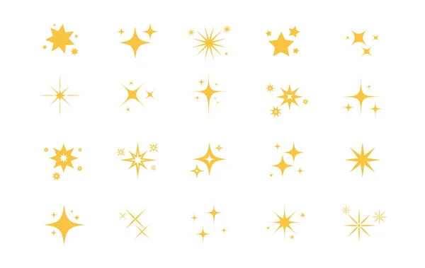 Beyaz Arka Planda Izole Edilmiş Sarı Parıldayan Yıldızlar Dekorasyon Pırıltısı — Stok Vektör