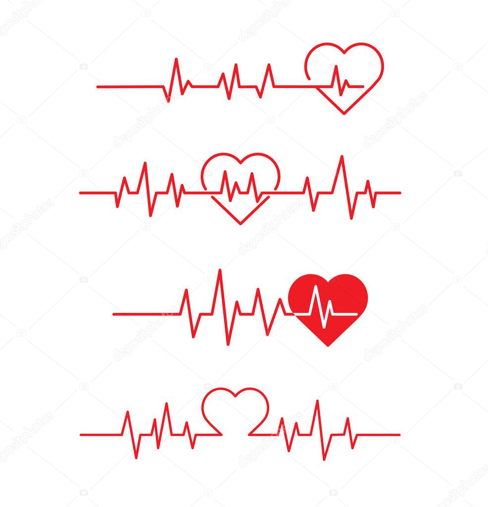 Red heartbeat line icon isolated on white background. Pulse Rate