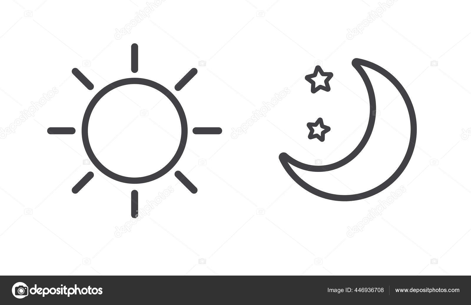 白い背景に太陽と月のアイコンが孤立しています 昼も夜も ベクターイラスト ストックベクター ©tonk.9_survivor@hotmail.com  446936708, image size:1600x1036