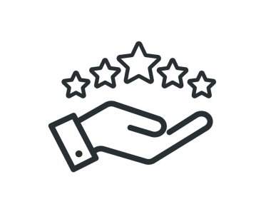 El ikonunda beş yıldız. Üst düzey servis derecelendirme simgesi beyaz arkaplanda izole edildi. Basit düz stil. Vektör illüstrasyonu