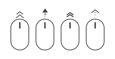 Beyaz arkaplandaki bilgisayar fare simgesini aşağı kaydır. Web sitesi ve mobil uygulamalar için tasarım ögesi. Vektör illüstrasyonu