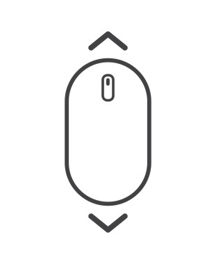 Beyaz arkaplandaki bilgisayar fare simgesini aşağı kaydır. Web sitesi ve mobil uygulamalar için tasarım ögesi. Vektör illüstrasyonu