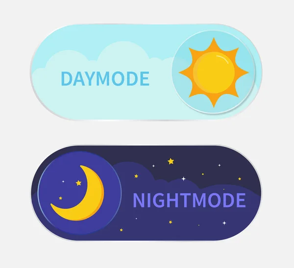 Tag Nacht Modus Schalten Sonne Und Mond Taste Design Für — Stockvektor