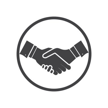 Güven ikonu, El sıkışma. İş ortaklığı ve anlaşma. Başarılı bir başarı ve buluşma konsepti. Vektör illüstrasyonu.