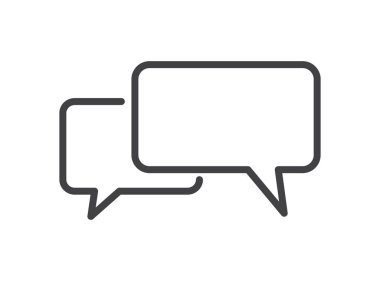 Sohbet ikonu. Beyaz arkaplanda konuşma baloncuğu simgesi. Düz dizayn. Vektör illüstrasyonu.