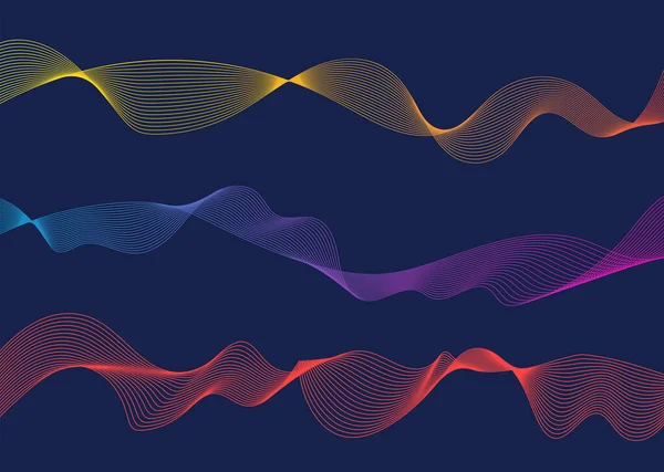 Πολύχρωμο Κύμα Γραμμές Απομονωμένο Μπλε Φόντο Στοιχεία Σχεδιασμού Εικονογράφηση Διανύσματος — Διανυσματικό Αρχείο