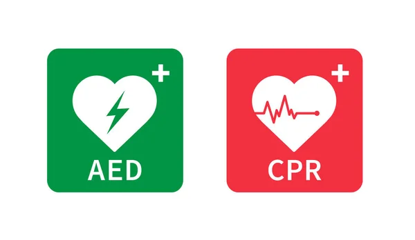 Aed Cpr Icon Emergency Defibrillator Sign Automated External Defibrillator Hearts — Image vectorielle