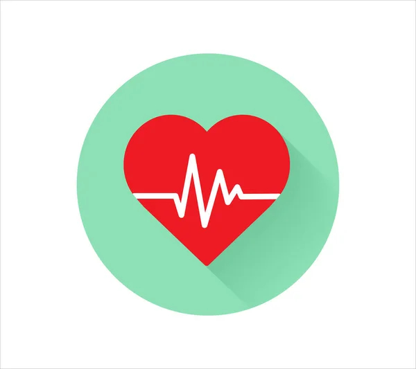 Κόκκινο Εικονίδιο Της Καρδιάς Λευκό Φόντο Παρακολούθηση Παλμού Εικονογράφηση Διανύσματος — Διανυσματικό Αρχείο