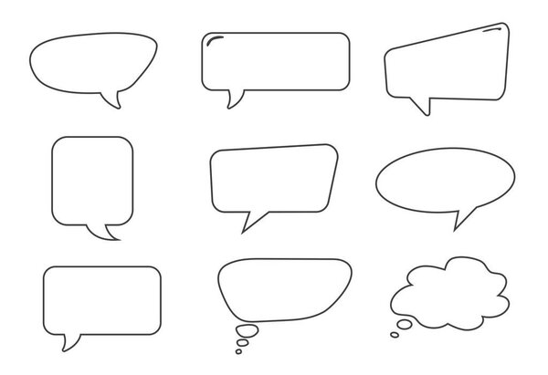 Set of speech bubbles isolated on white background. Chat and talk icon. Design elements. Vector illustration