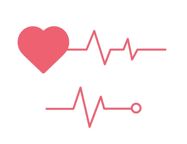 Icona Del Battito Cardiaco Rosso Cardiofrequenzimetro Sfondo Bianco Illustrazione Vettoriale — Vettoriale Stock