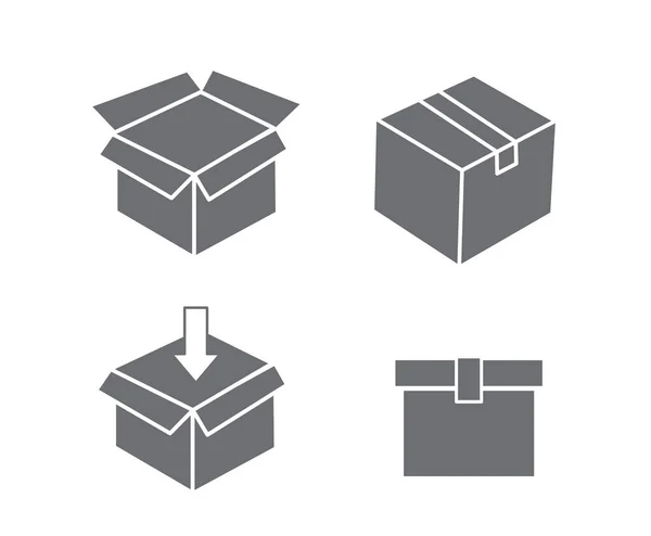 Icône Boîte Carton Boîte Emballage Carton Isolés Sur Fond Blanc — Image vectorielle