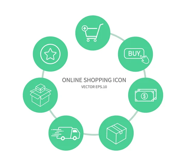 Set Von Online Shopping Symbol Auf Weißem Hintergrund Design Für — Stockvektor