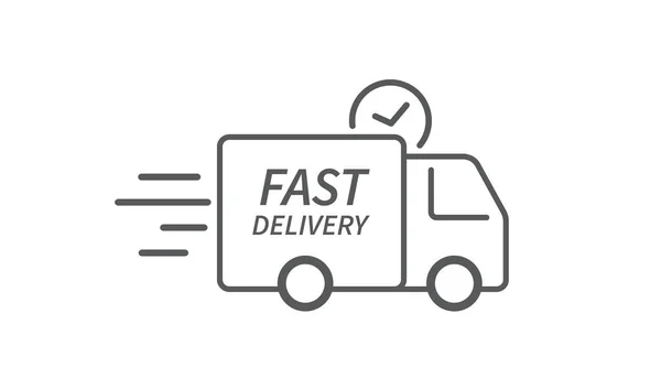 Hızlı teslimat kamyonu ikonu. Hızlı nakliye. Web sitesi ve mobil uygulamalar için tasarım. Vektör illüstrasyonu.