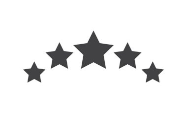 Beş yıldızlı ikon. Web sitesi ve mobil uygulamalar için yıldız değerlendirme simgesi. Beyaz arka planda. Vektör illüstrasyonu