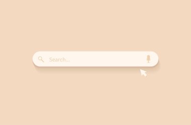 Arama çubuğu tasarım ögesi. Web sitesi ve UI, mobil uygulamalar için arama barı. Vektör illüstrasyonu